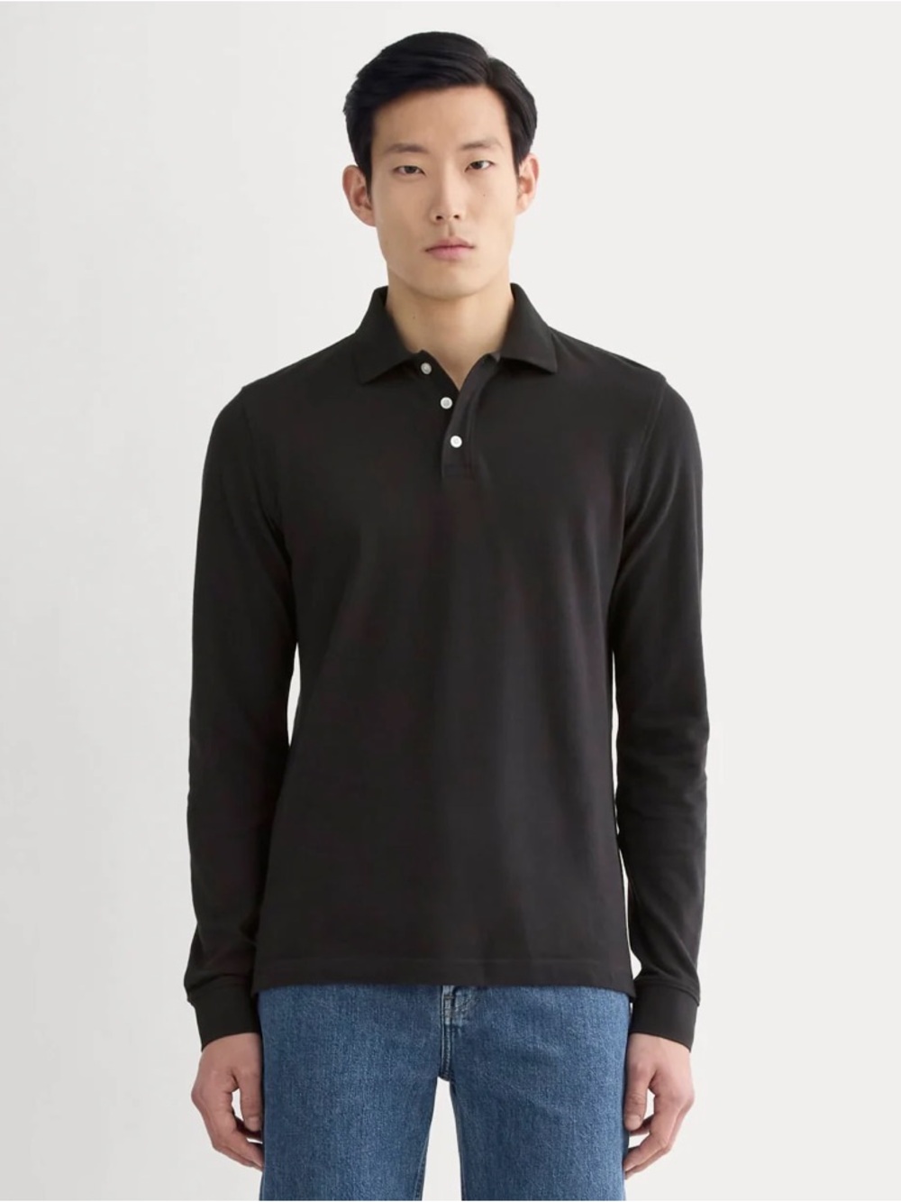 EVERLANE‎ MENS THE LONG-SLEEVE PIQUE POLO SIZE M